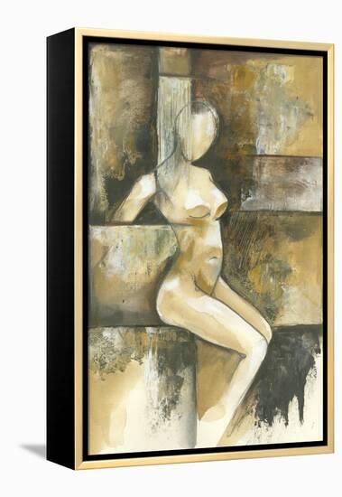 Mini- Contemporary Seated Nude I-Jennifer Goldberger-Framed Stretched Canvas