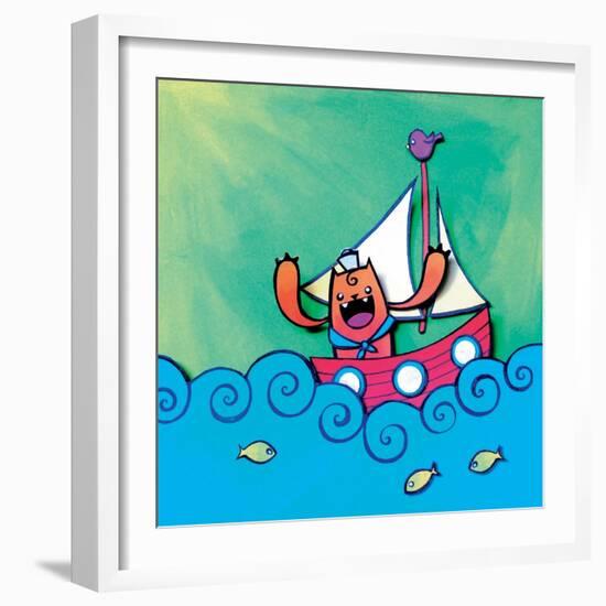 Mini Sailor Jaguar Annimo-null-Framed Art Print