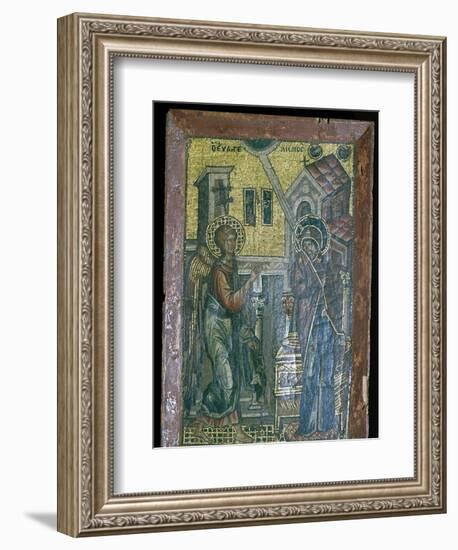Miniature Byzantine mosaic of the Annunciation, 14th century. Artist: Unknown-Unknown-Framed Giclee Print