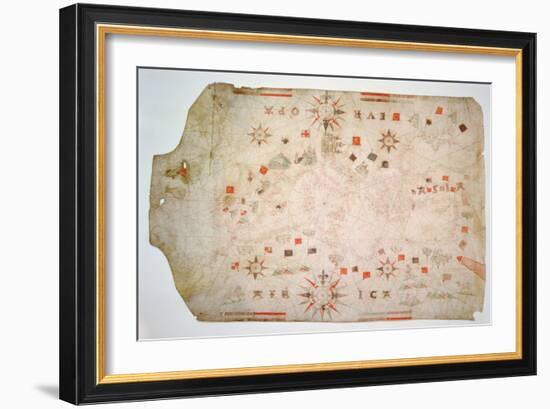 Miniature Nautical Map of the Mediterranean, 1584-Bartolomeo Olives-Framed Giclee Print