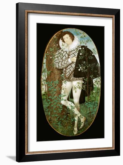 Miniature portrait of a young man, 16th century-Nicholas Hilliard-Framed Giclee Print