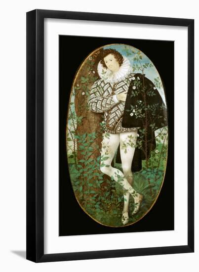 Miniature portrait of a young man, 16th century-Nicholas Hilliard-Framed Giclee Print