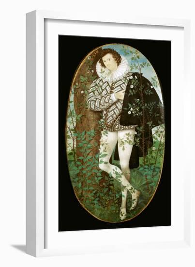 Miniature portrait of a young man, 16th century-Nicholas Hilliard-Framed Giclee Print