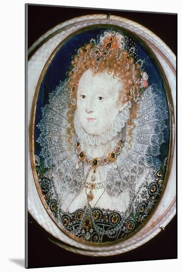 Miniature portrait of Queen Elizabeth I, 16th century-Nicholas Hilliard-Mounted Giclee Print