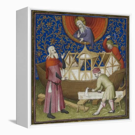 (miniature) the Building Of the Ark. God Watching From Above. Carpenters Working On the Ark-Boucicaut workshop-Framed Premier Image Canvas