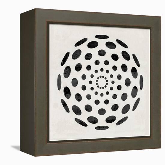 Minimalist Black Circular Pattern-Eline Isaksen-Framed Stretched Canvas