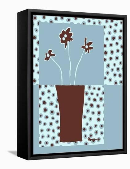 Minimalist Flowers in Blue I-Goldberger & Archie-Framed Stretched Canvas