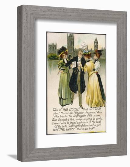 Minister Assailed by Suffragettes Outside the House of Commons-null-Framed Photographic Print