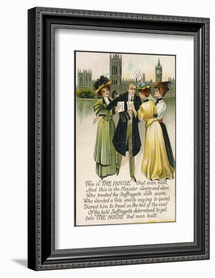 Minister Assailed by Suffragettes Outside the House of Commons-null-Framed Photographic Print