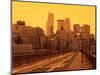 Minneapolis Bridge with city skyline in the background, Minneapolis, Minnesota, USA-Panoramic Images-Mounted Photographic Print