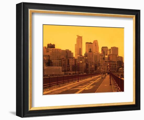 Minneapolis Bridge with city skyline in the background, Minneapolis, Minnesota, USA-Panoramic Images-Framed Photographic Print