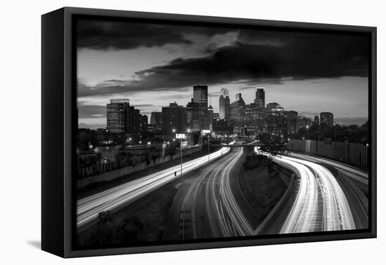 Minneapolis M N Skyline BW-Steve Gadomski-Framed Premier Image Canvas