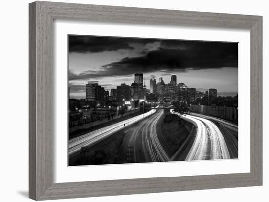 Minneapolis M N Skyline BW-Steve Gadomski-Framed Photographic Print