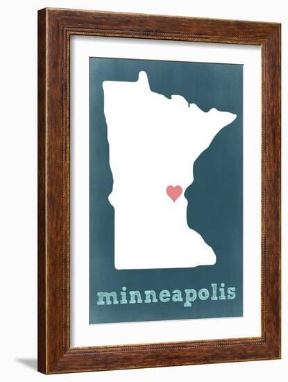 Minneapolis, Minnesota - Chalkboard-Lantern Press-Framed Art Print