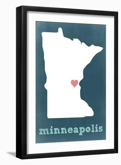 Minneapolis, Minnesota - Chalkboard-Lantern Press-Framed Art Print