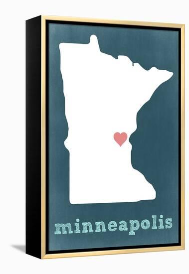 Minneapolis, Minnesota - Chalkboard-Lantern Press-Framed Stretched Canvas