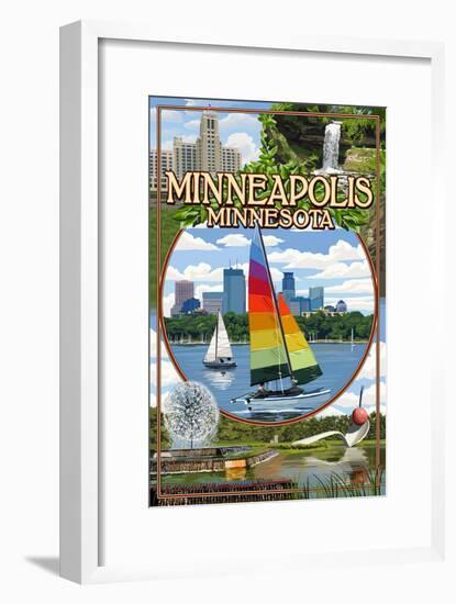Minneapolis, Minnesota - City Scenes-Lantern Press-Framed Art Print