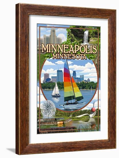 Minneapolis, Minnesota - City Scenes-Lantern Press-Framed Art Print