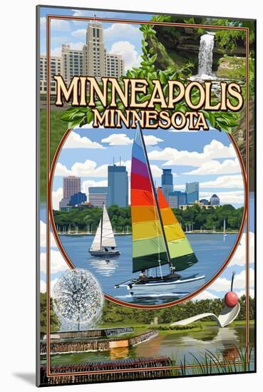 Minneapolis, Minnesota - City Scenes-Lantern Press-Mounted Art Print