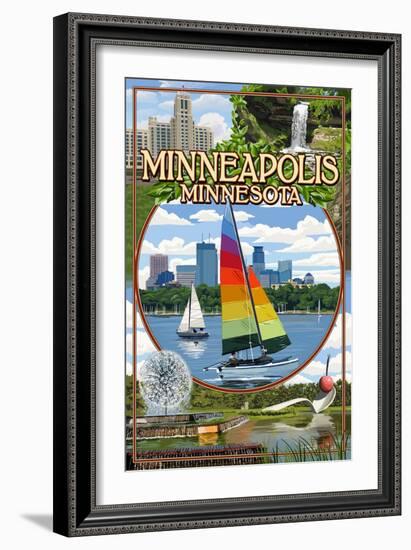 Minneapolis, Minnesota - City Scenes-Lantern Press-Framed Art Print