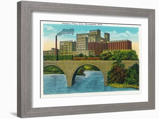 Minneapolis, Minnesota - Exterior View of the Pillsbury Flour Mills-Lantern Press-Framed Art Print
