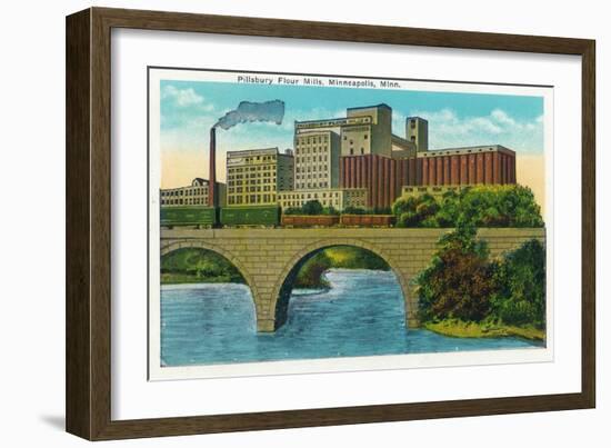 Minneapolis, Minnesota - Exterior View of the Pillsbury Flour Mills-Lantern Press-Framed Art Print