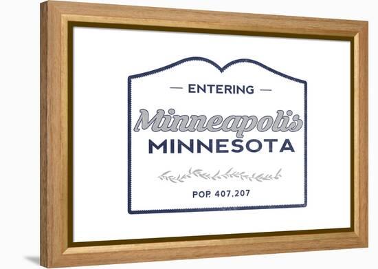 Minneapolis, Minnesota - Now Entering (Blue)-Lantern Press-Framed Stretched Canvas