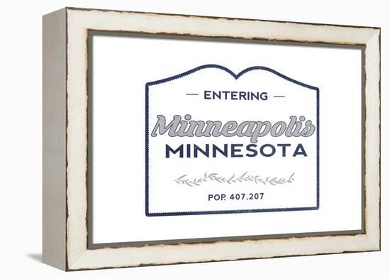 Minneapolis, Minnesota - Now Entering (Blue)-Lantern Press-Framed Stretched Canvas