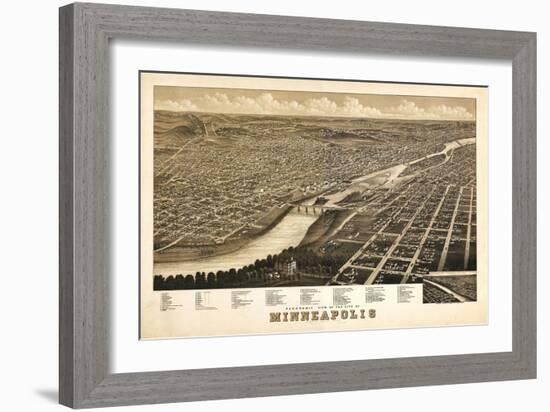 Minneapolis, Minnesota - Panoramic Map-Lantern Press-Framed Art Print