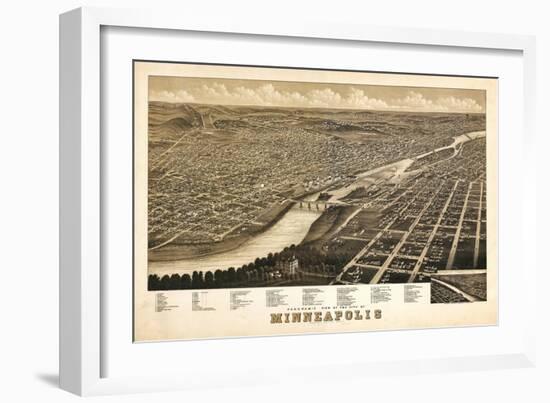 Minneapolis, Minnesota - Panoramic Map-Lantern Press-Framed Art Print