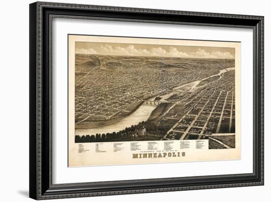 Minneapolis, Minnesota - Panoramic Map-Lantern Press-Framed Art Print