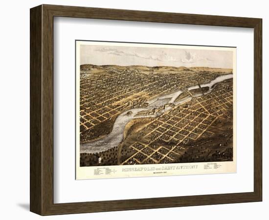 Minneapolis, Minnesota - Panoramic Map-Lantern Press-Framed Art Print