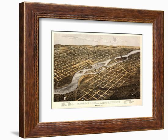 Minneapolis, Minnesota - Panoramic Map-Lantern Press-Framed Art Print