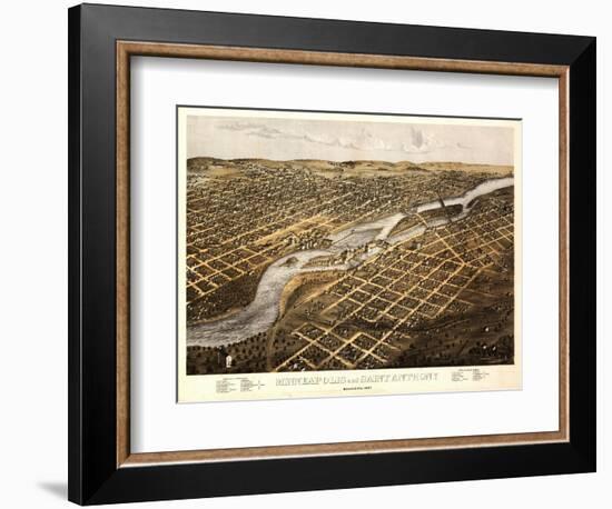 Minneapolis, Minnesota - Panoramic Map-Lantern Press-Framed Art Print