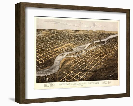 Minneapolis, Minnesota - Panoramic Map-Lantern Press-Framed Art Print