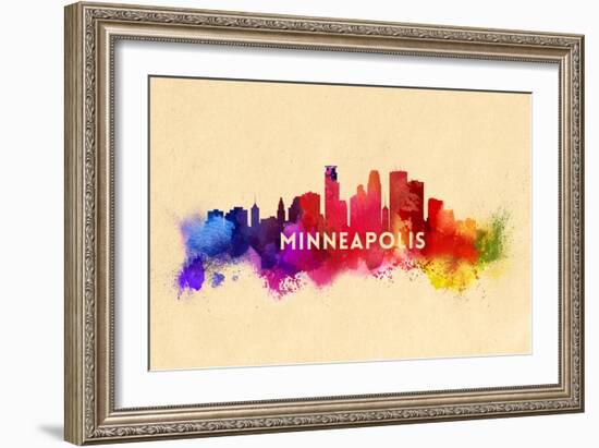 Minneapolis, Minnesota - Skyline Abstract-Lantern Press-Framed Art Print