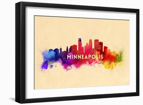 Minneapolis, Minnesota - Skyline Abstract-Lantern Press-Framed Art Print