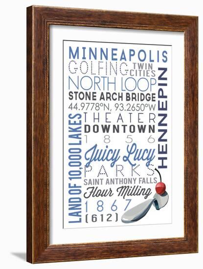 Minneapolis, Minnesota - Typography-Lantern Press-Framed Art Print