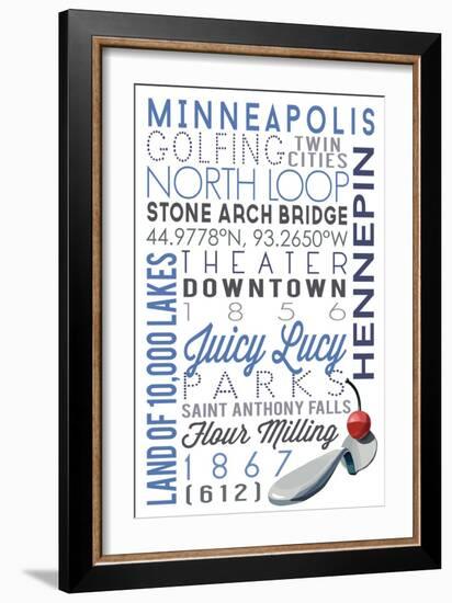 Minneapolis, Minnesota - Typography-Lantern Press-Framed Art Print