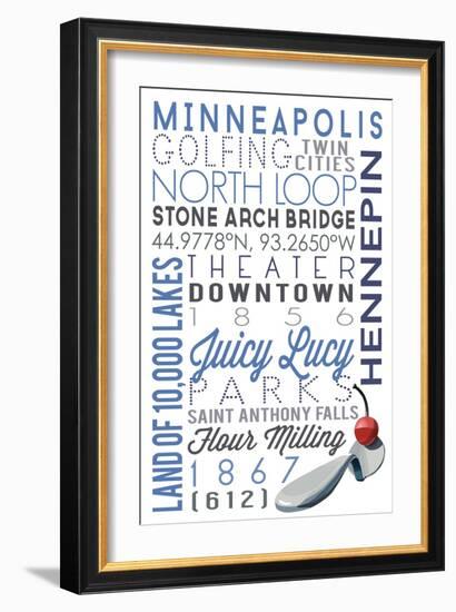 Minneapolis, Minnesota - Typography-Lantern Press-Framed Art Print