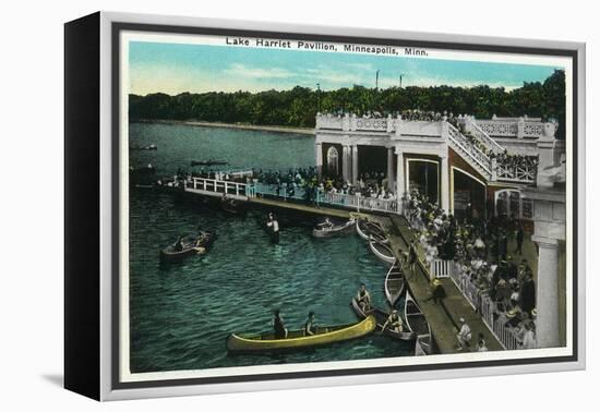 Minneapolis, Minnesota - View of Lake Harriet Pavilion-Lantern Press-Framed Stretched Canvas