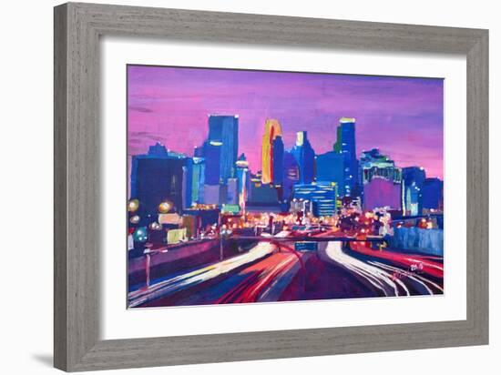 Minneapolis Skyline at Night in Minnesota-Markus Bleichner-Framed Art Print