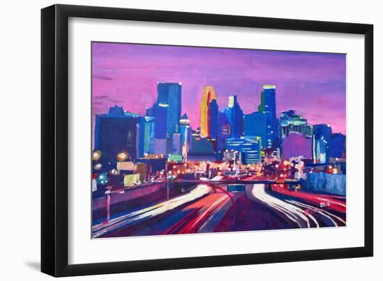 Minneapolis Skyline at Night in Minnesota-Markus Bleichner-Framed Art Print