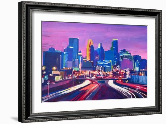 Minneapolis Skyline at Night in Minnesota-Markus Bleichner-Framed Art Print