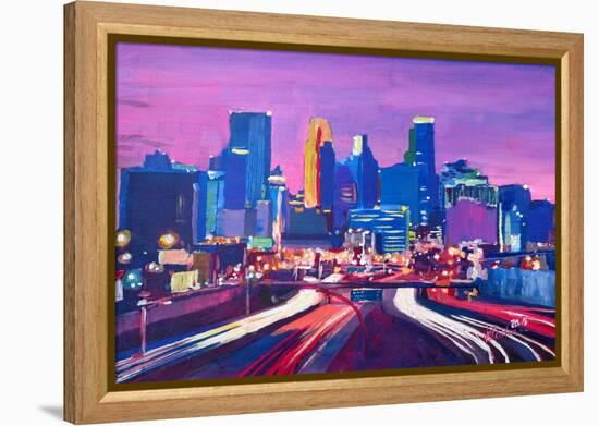 Minneapolis Skyline at Night in Minnesota-Markus Bleichner-Framed Stretched Canvas