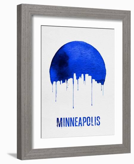 Minneapolis Skyline Blue-null-Framed Art Print