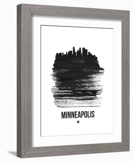 Minneapolis Skyline Brush Stroke - Black-NaxArt-Framed Art Print