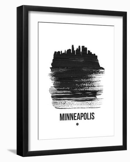 Minneapolis Skyline Brush Stroke - Black-NaxArt-Framed Art Print