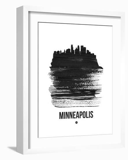 Minneapolis Skyline Brush Stroke - Black-NaxArt-Framed Art Print