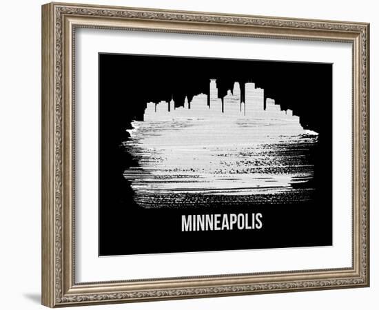 Minneapolis Skyline Brush Stroke - White-NaxArt-Framed Art Print